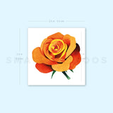 Orange Rose Head Temporary Tattoo by Zihee (Set of 3)
