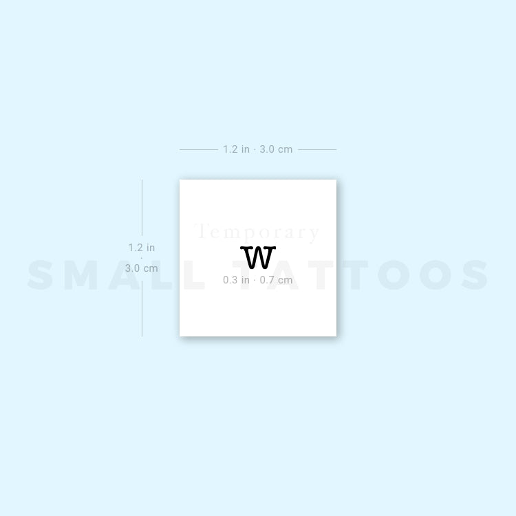 W Lowercase Typewriter Letter Temporary Tattoo (Set of 3)