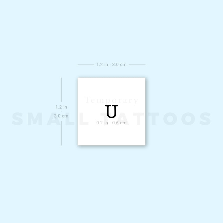 U Uppercase Typewriter Letter Temporary Tattoo (Set of 3)