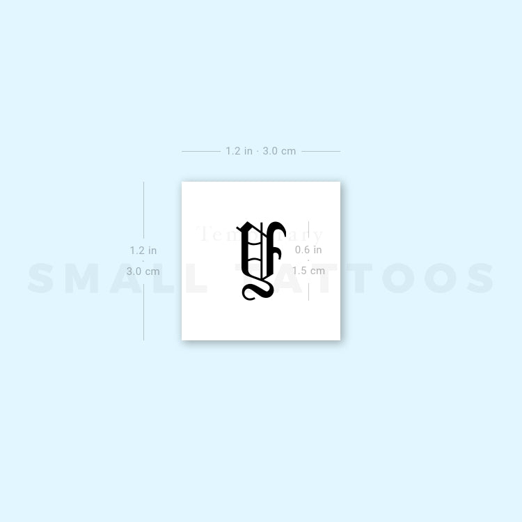 Gothic Style Uppercase Y Letter Temporary Tattoo (Set of 3)