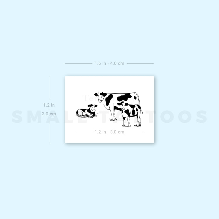 Cow Family Temporary Tattoo (Set of 3)