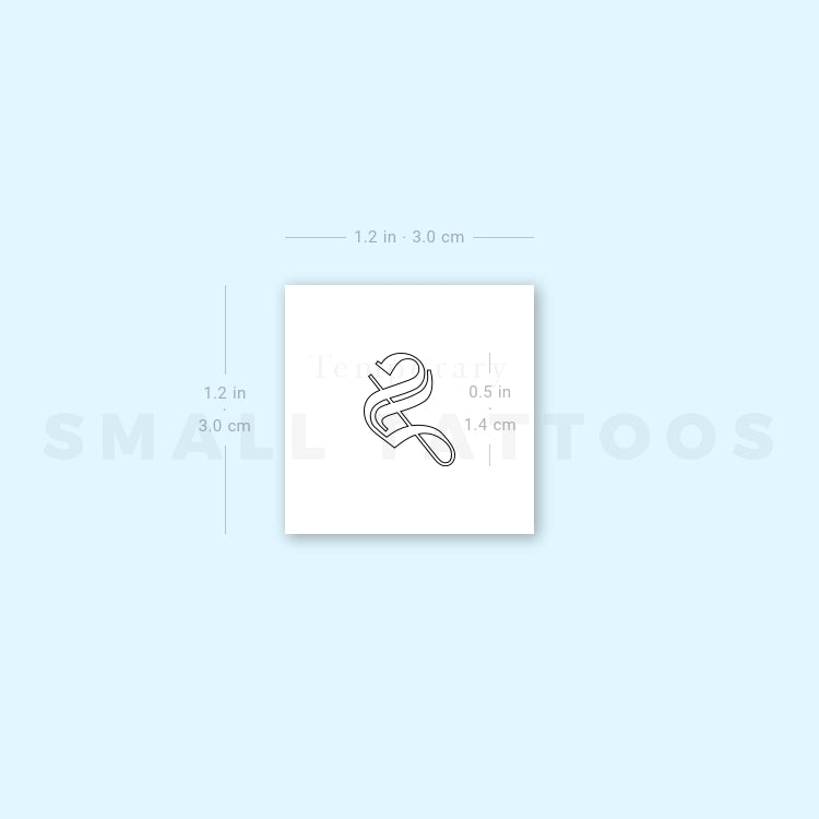 Old English S Letter Temporary Tattoo (Set of 3)