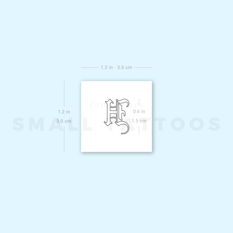 Old English H Letter Temporary Tattoo (Set of 3)