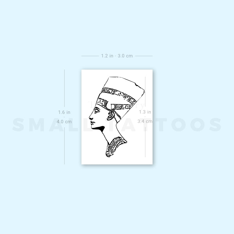 Tatuaje temporal de la silueta del busto de Nefertiti (juego de 3)