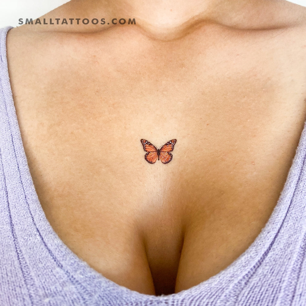 Tatuaje temporal de mariposa naranja (juego de 3)