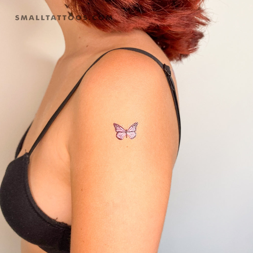 Tatuaje temporal de mariposa rosa (juego de 3)
