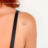 Fine Line Beach Sunset Temporary Tattoo (Set of 3)