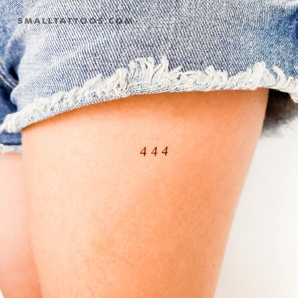 Tatuaje temporal pequeño del número angelical 444 (juego de 3)