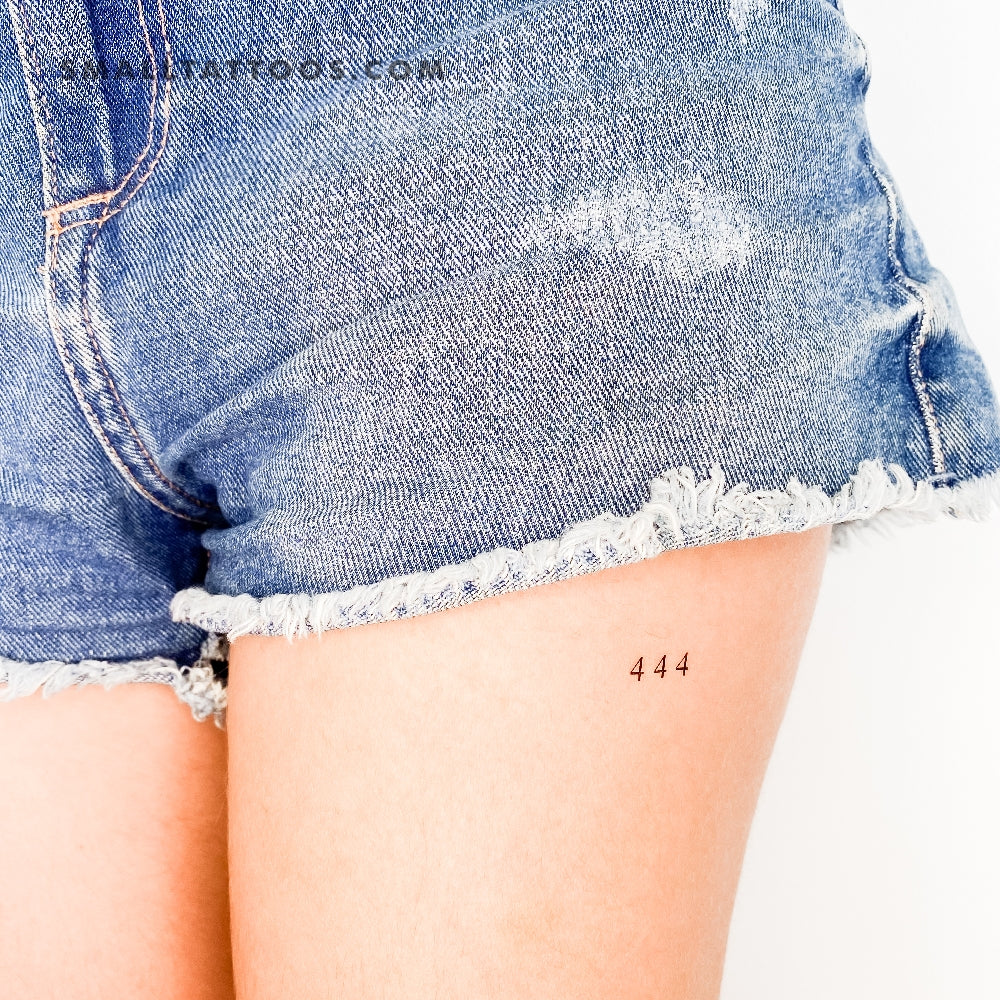 Tatuaje temporal pequeño del número angelical 444 (juego de 3)