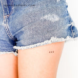 Small 444 Angel Number Temporary Tattoo (Set of 3)