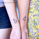 Matching Half Butterflies Temporary Tattoos (Set of 3+3)