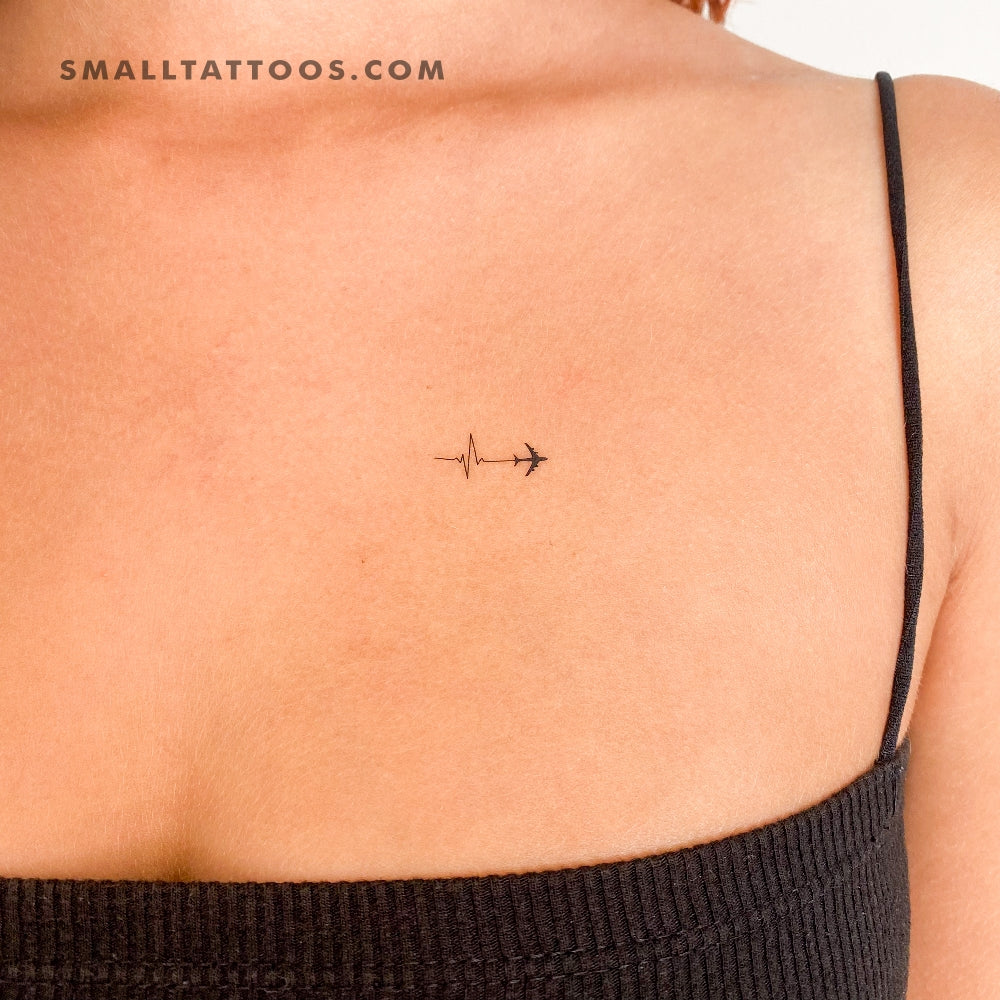 Airplane Heartbeat Temporary Tattoo (Set of 3)
