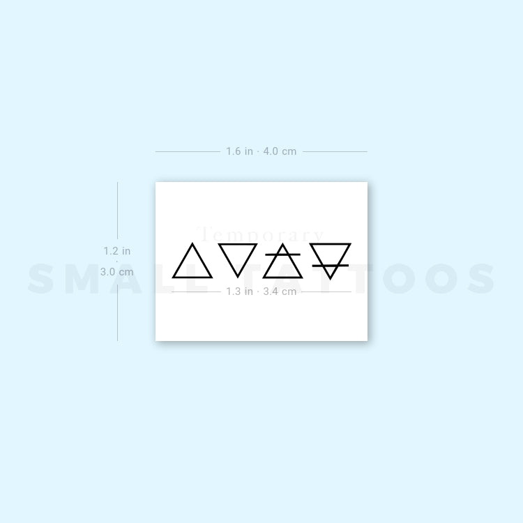 Tatuaje temporal de símbolos alquímicos (juego de 3)