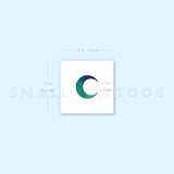 Blue And Green Crescent Moon Temporary Tattoo by Zihee (Set of 3)