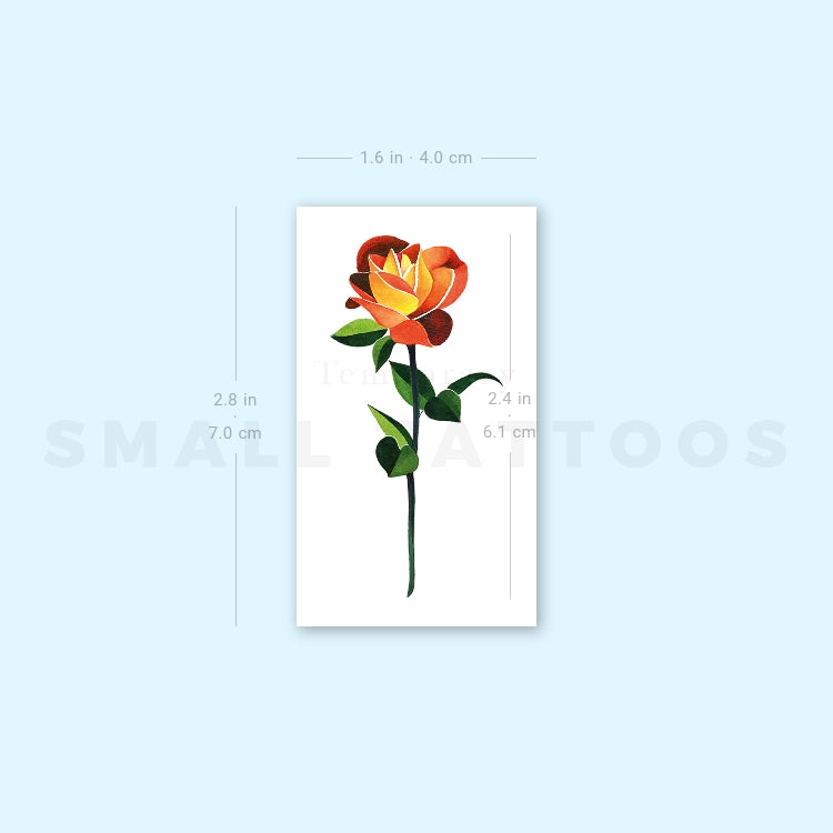 Orange Rose Temporary Tattoo by Zihee (Set of 3)
