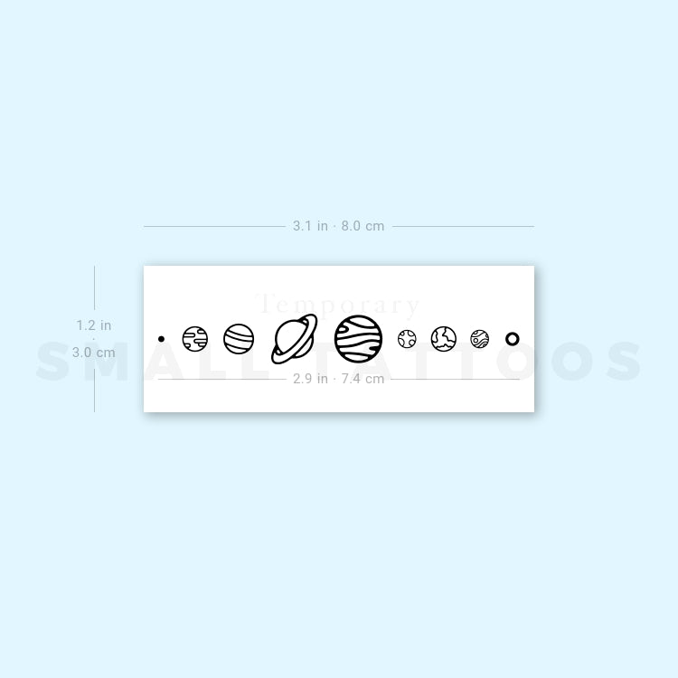 Fine Line Solar System Temporary Tattoo (Set of 3)