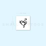 Small Music Heart Temporary Tattoo (Set of 3)