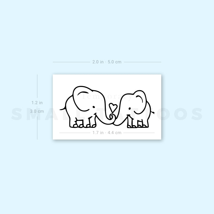 Elephants In Love Temporary Tattoo (Set of 3)