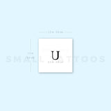 U Uppercase Serif Letter Temporary Tattoo (Set of 3)