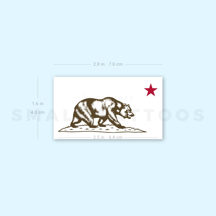 Tatuaje temporal de la bandera de California - Juego de 3
