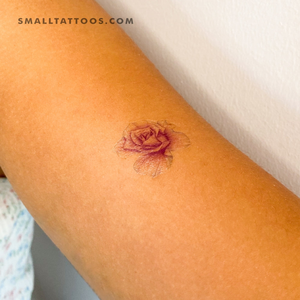 Tatuaje temporal de cabeza de rosa morada de Mini Lau (juego de 3)