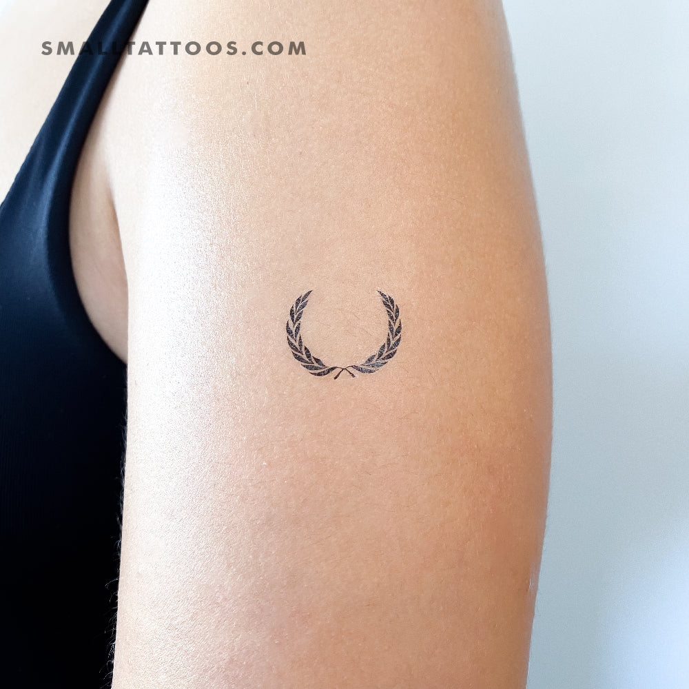 Tatuaje temporal minimalista de corona de laurel (juego de 3)