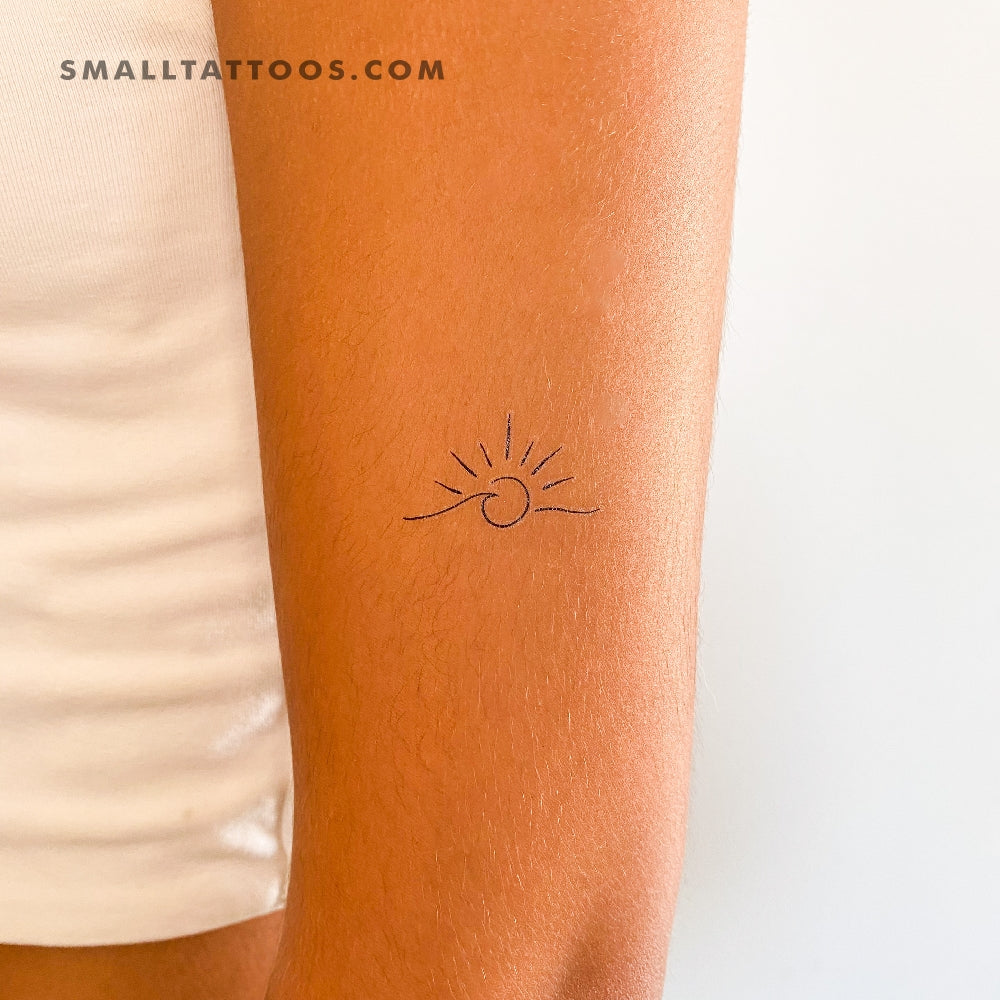 Tatuaje temporal de olas y atardecer (juego de 3)