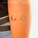Hands Holding Moon And Sun Temporary Tattoo - Set of 3