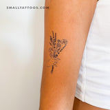Hand Holding Flowers Temporary Tattoo (Set of 3)
