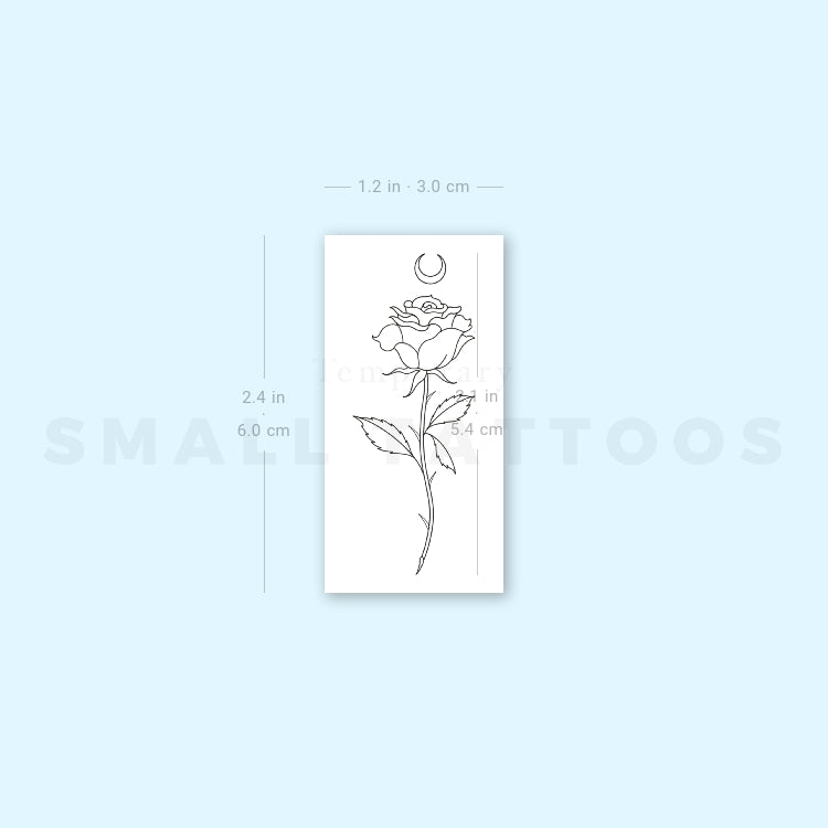 Moon Rose by Jakenowicz Temporary Tattoo - Set of 3