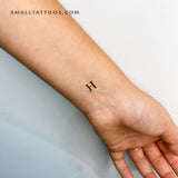 H Uppercase Serif Letter Temporary Tattoo (Set of 3)
