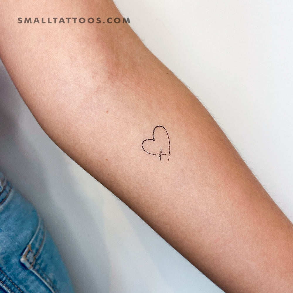 Tatuaje temporal de corazón y latido (juego de 3)