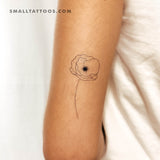 Fine Line Poppy Temporary Tattoo (Set of 3)