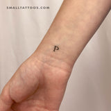 P Uppercase Serif Letter Temporary Tattoo (Set of 3)