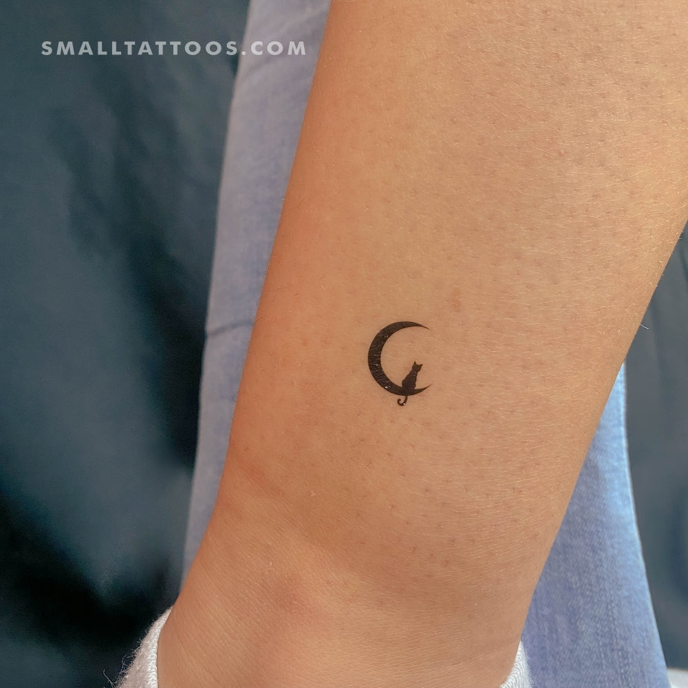Black Cat And Moon Temporary Tattoo (Set of 3)