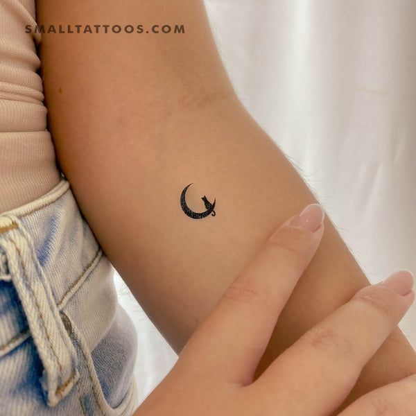 Black Cat And Moon Temporary Tattoo (Set of 3)