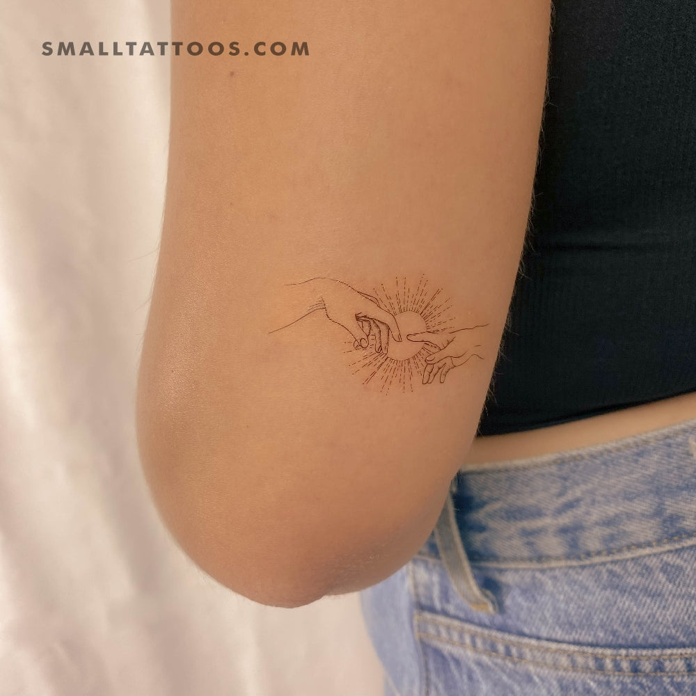 The Creation Hands and Sun Temporary Tattoo - Set of 3