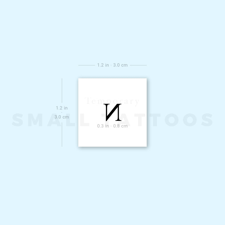 N Uppercase Serif Letter Temporary Tattoo (Set of 3)