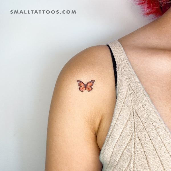 Orange Butterfly Temporary Tattoo (Set of 3)