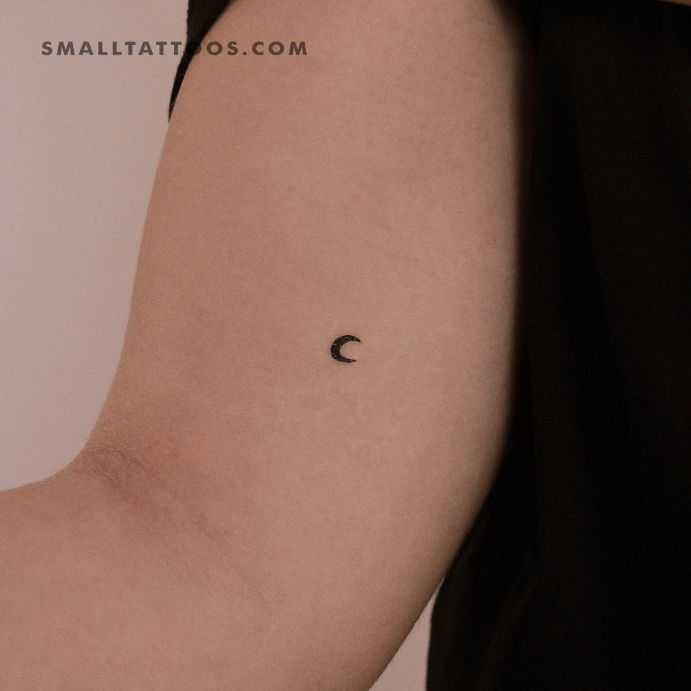 Small Black Crescent Moon Temporary Tattoo (Set of 3)