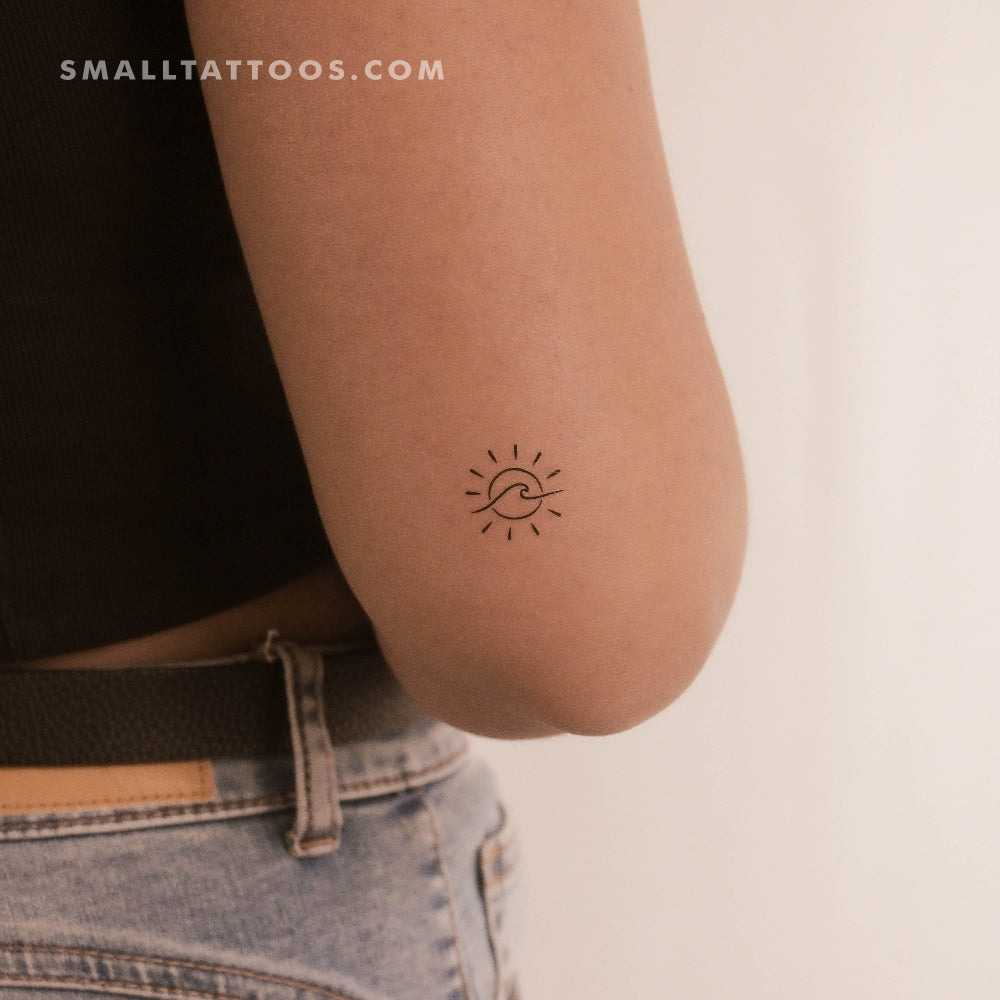 Tatuaje temporal de sol y olas (juego de 3)