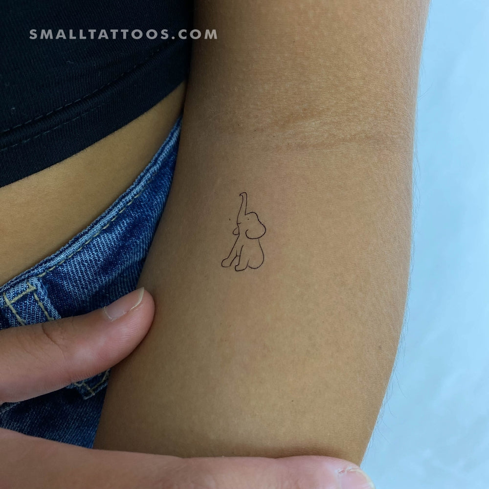Sitting Elephant Temporary Tattoo (Set of 3)