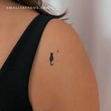 Black Cat Staring At The Moon Temporary Tattoo (Set of 3)