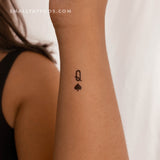 Small Queen Of Spades Temporary Tattoo - Set of 3
