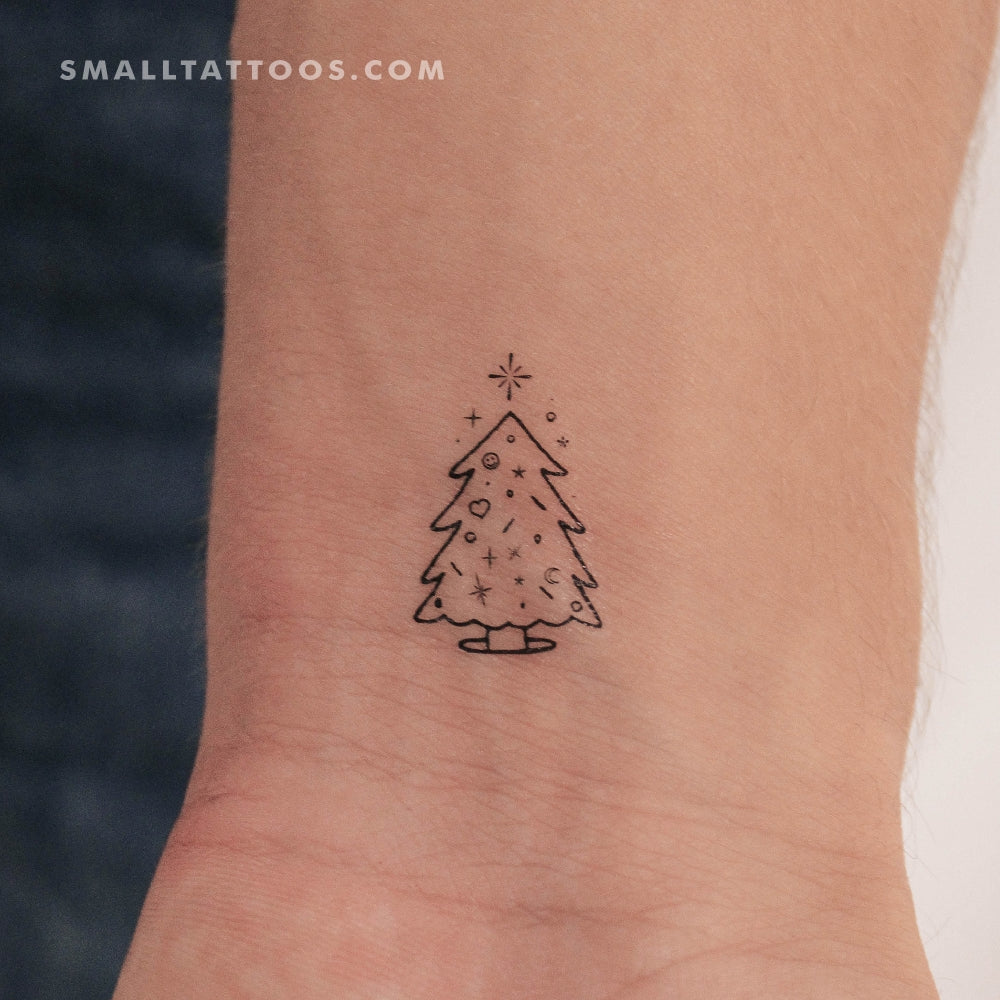 Tatuaje temporal de árbol de Navidad (juego de 3)