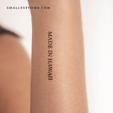 MADE IN HAWAII Temporary Tattoo (Set of 3)