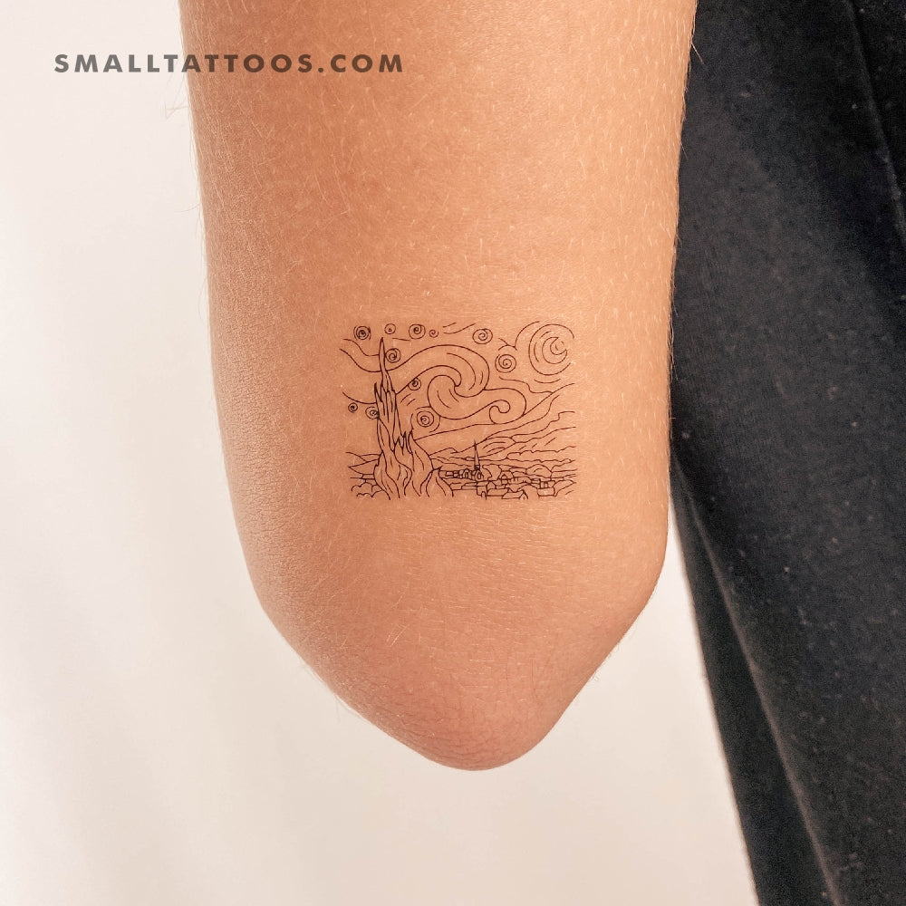 Tatuaje temporal de noche estrellada (juego de 3)