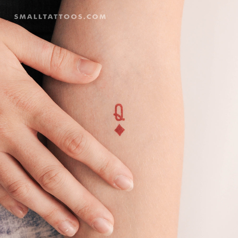 Queen Of Diamonds Temporary Tattoo - Set of 3