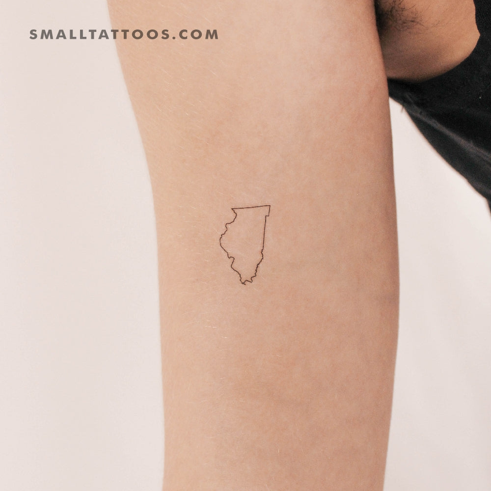 Tatuaje temporal del contorno del mapa de Illinois (juego de 3)
