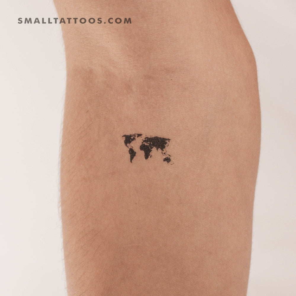 Tatuaje temporal de mapa del mundo pequeño (juego de 3)